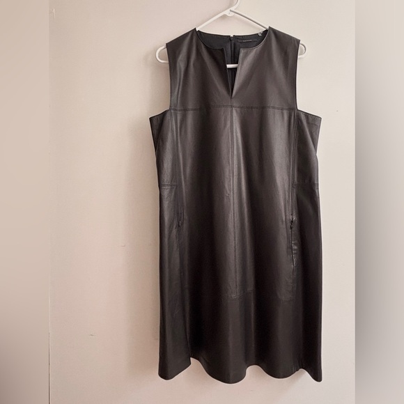 Black Leather Sleeveless Dress from Elie Tahari Size L - Picture 1 of 8